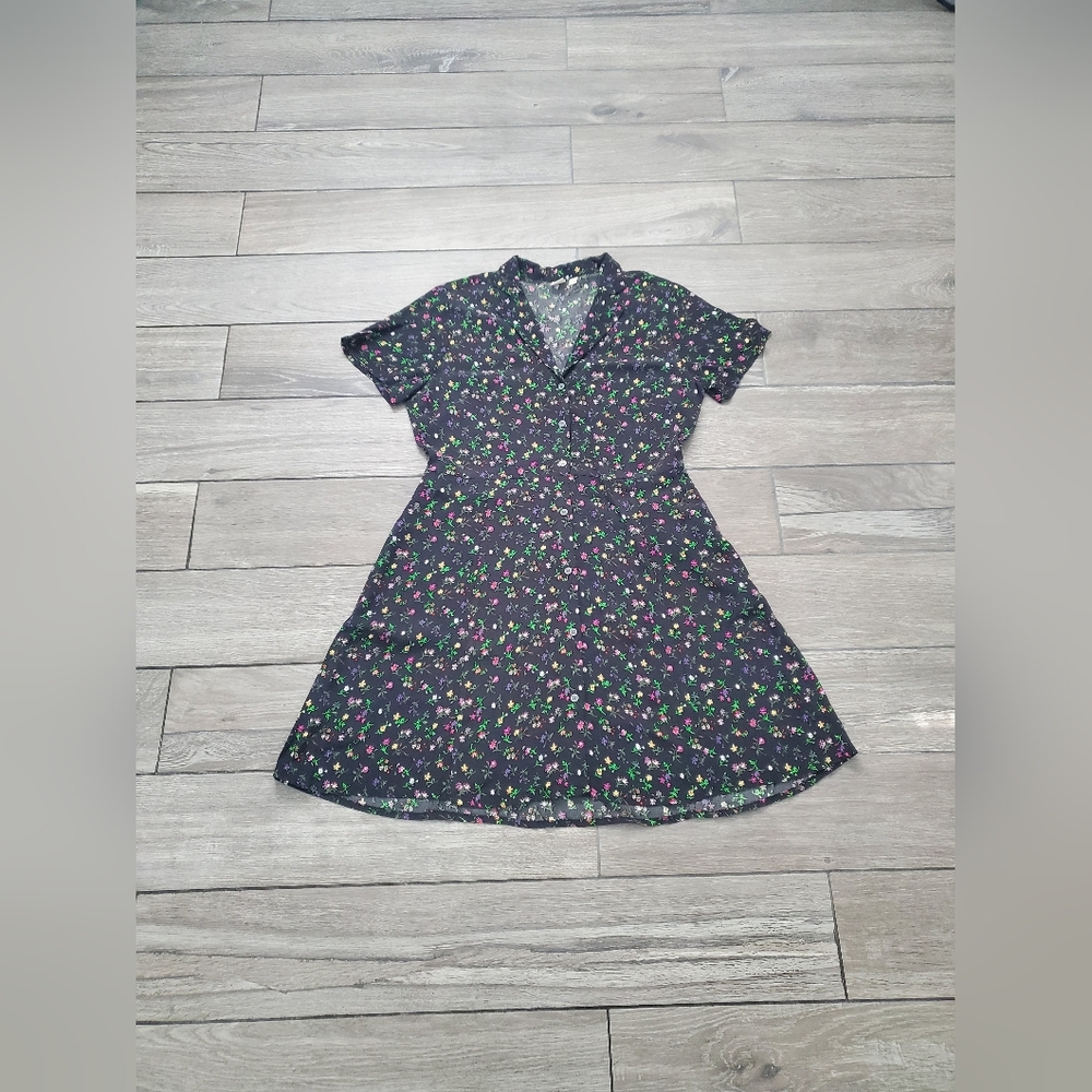 GAP 100% rayon ditsy floral multicolor fit and flare mini dress size M